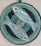 FSMM073 - Metal Fish Mandala Wall Hanging-16.5cm diameter-Turquoise-Silver-Green - Image 1