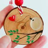 Sea Glass Hanging Decoration, Wood Slice, Bird, Heart, Balloon, Love