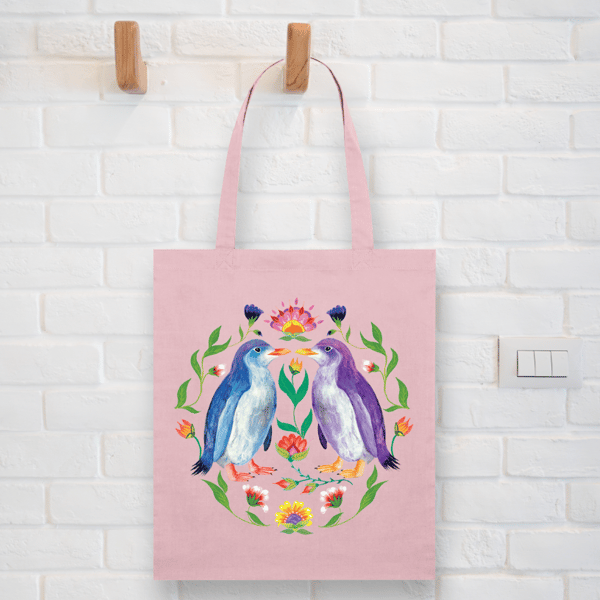Penguin Tote Bag - Pink