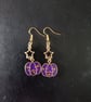Purple pumpkin and star dangle earrings 