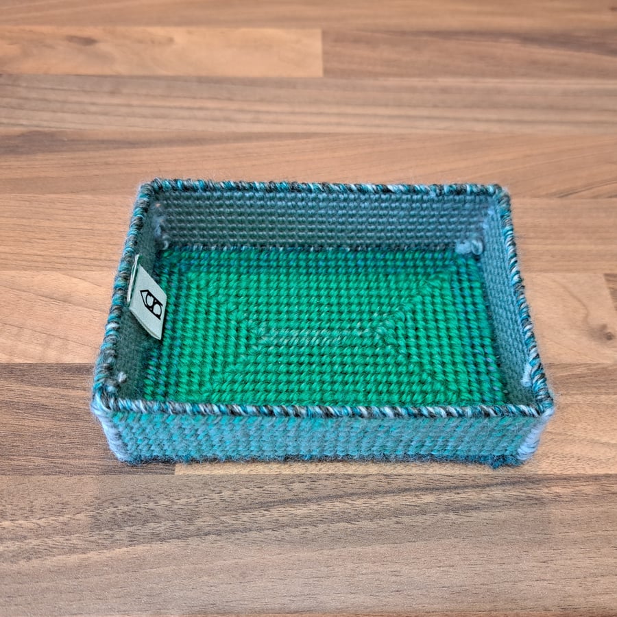 Desk tray - green and grey mix pattern 