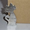 Cat brooch in etched pewter