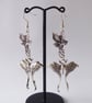 Flower Charm with Luna Moth Earrings & silver plated ear wires