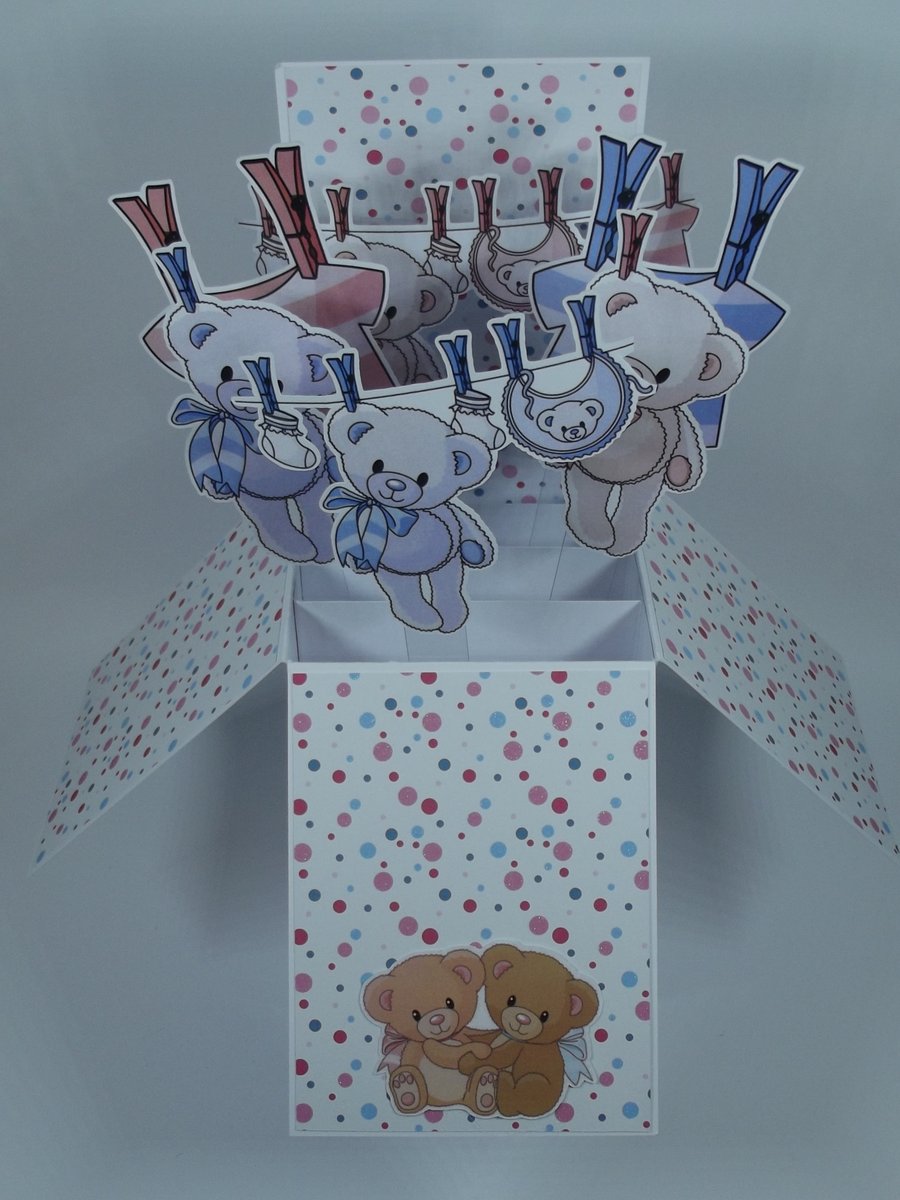 New Baby Card For Boy & Girl Twins