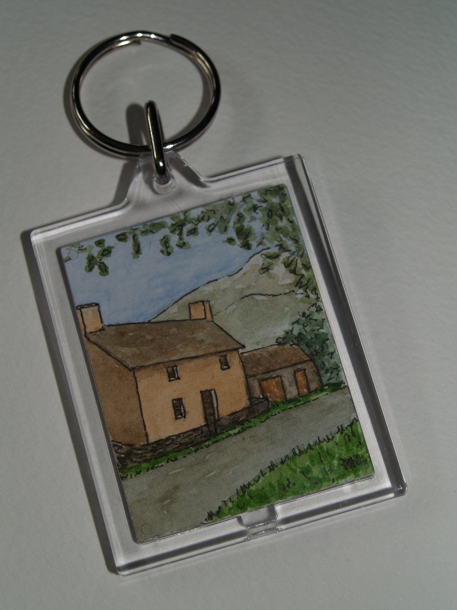Original watercolour Farmhouse keyring