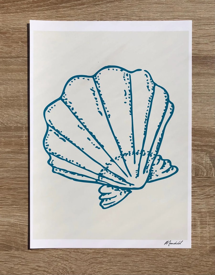 Seashell Print, A4 Giclee Print, Coastal Art, Seaside Wall Art, Beach Wall Art