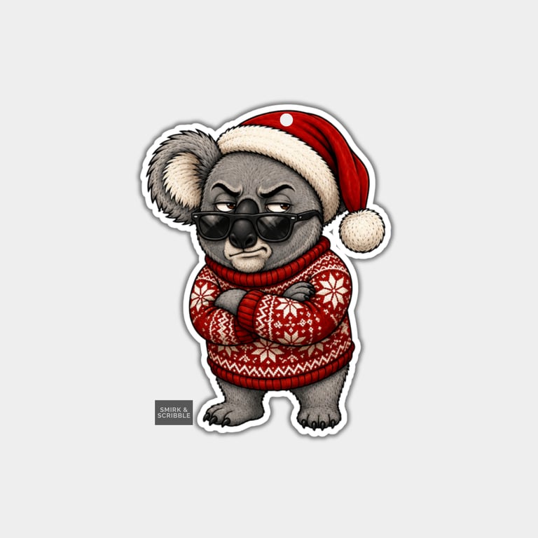 Unique Funny Christmas Gift Tags For Adults, 6pk - Cute Unimpressed Koala