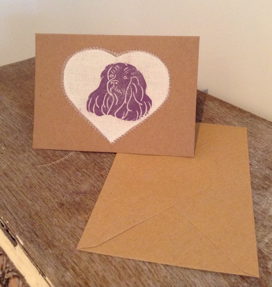 Hand printed dog card