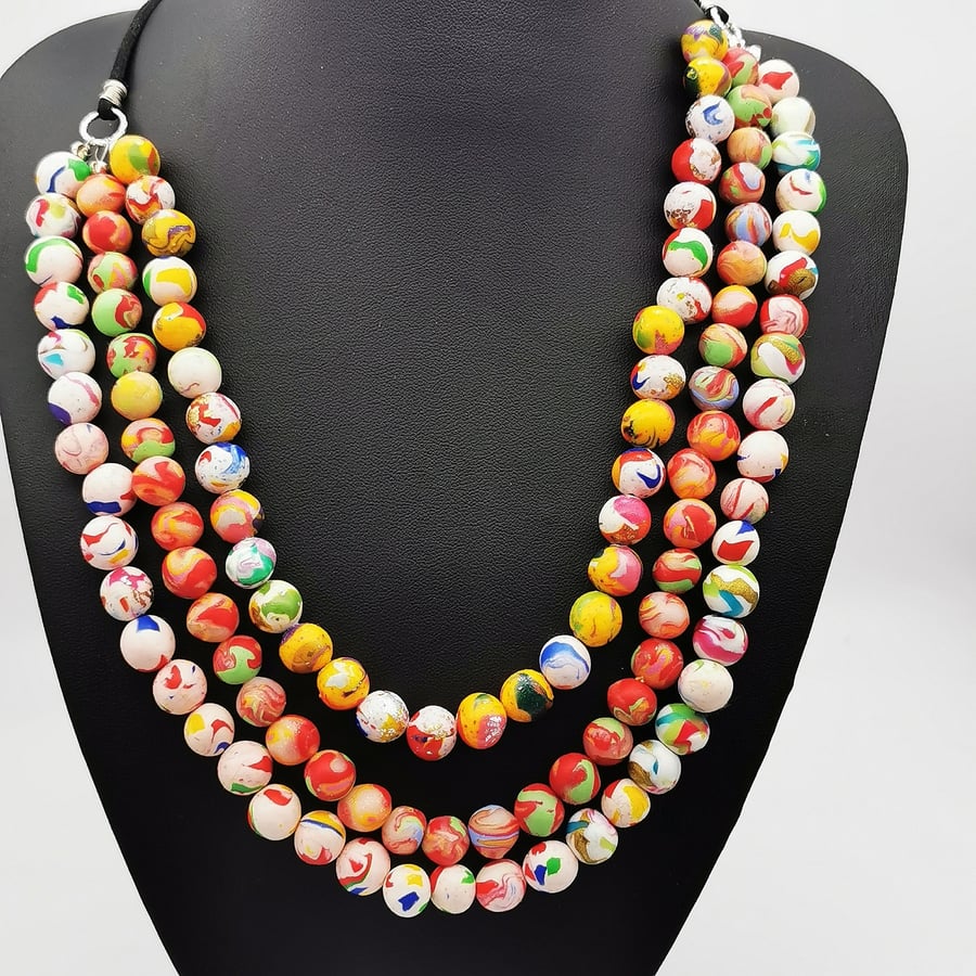 Handmade, Multi-Coloured, Boho Beaded Necklace.