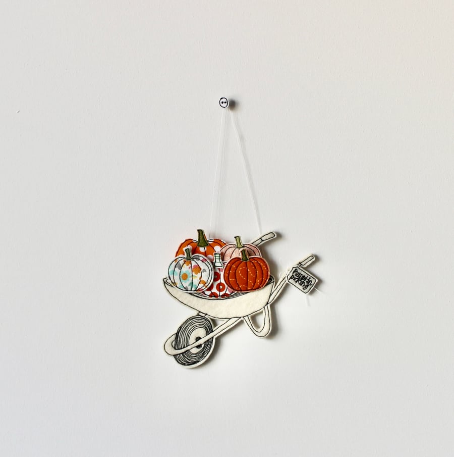 'Pumpkin Picking' Wheelbarrow 4 - Hanging Decoration