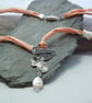 Mother of pearl, Swarovski bead, Celtic spiral & charm pendant necklace - Image 3