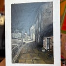 40.5cm x 30.5cm oil on canvas board - Misty 'Fittie' - Aberdeen, Scotland