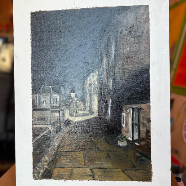 40.5cm x 30.5cm oil on canvas board - Misty 'Fittie' - Aberdeen, Scotland