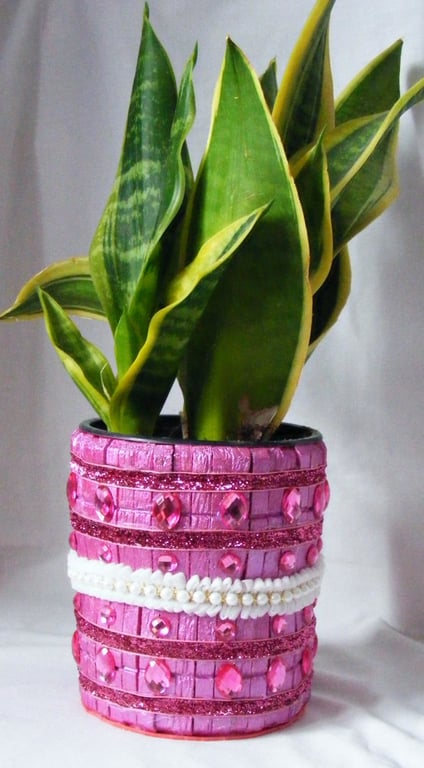 Handmade Metallic pinky purple indoor plant pot holder