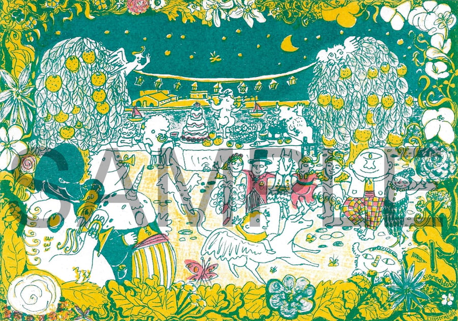 Original, Hand Drawn, Risograph Printed Invitations