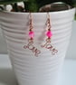Pink Agate & Copper Dangle LOVE  Earrings Gift Crystal Jewellery Jewelry  - Image 8