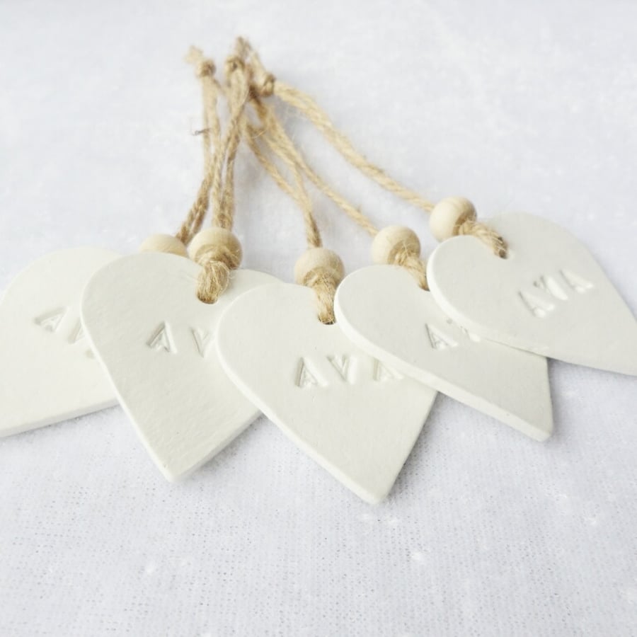 Personalised Clay Hearts - Gift Tags (set of 5)