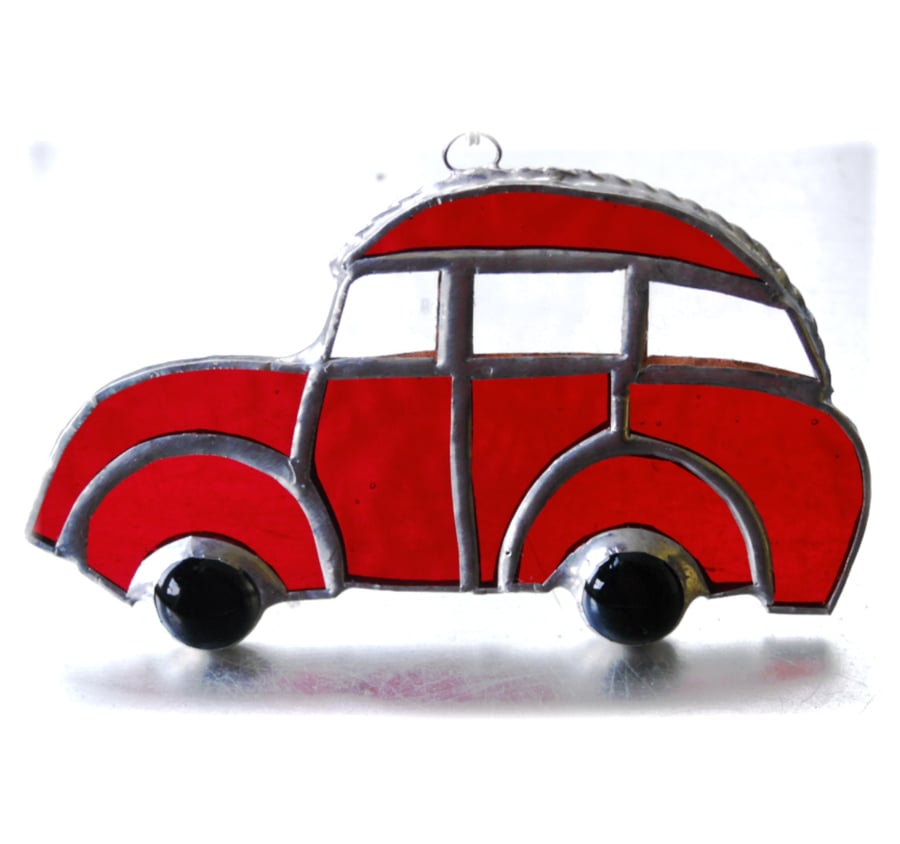 Car Stained Glass Suncatcher Handmade Red