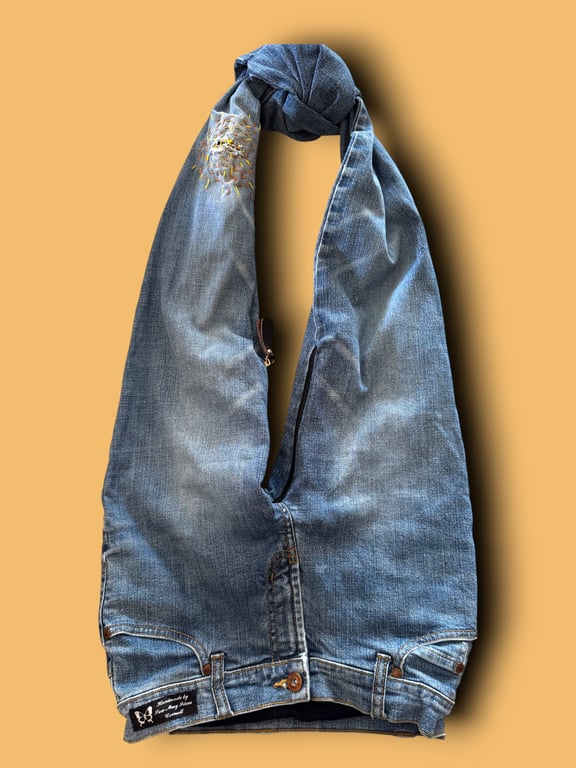 Upcycled Denim Hobo Bag with Slouchy Style & Pockets