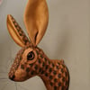 Faux hare head wall mount in mustard coloured Abraham Moon fabric- Mr Colman
