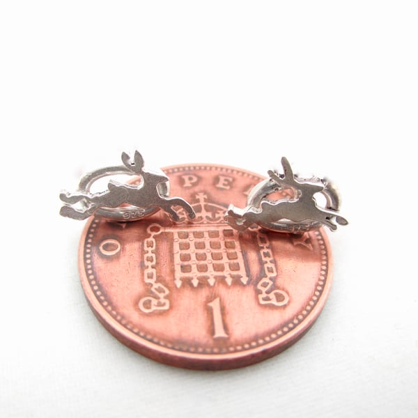 Hare  Stud Earrings Sterling Silver Earrings 