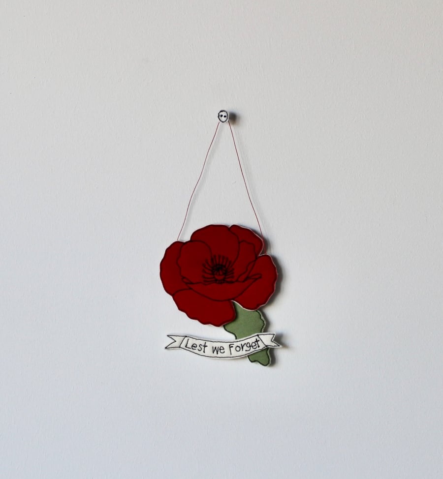 'Lest we Forget Poppy' - Hanging Decoration