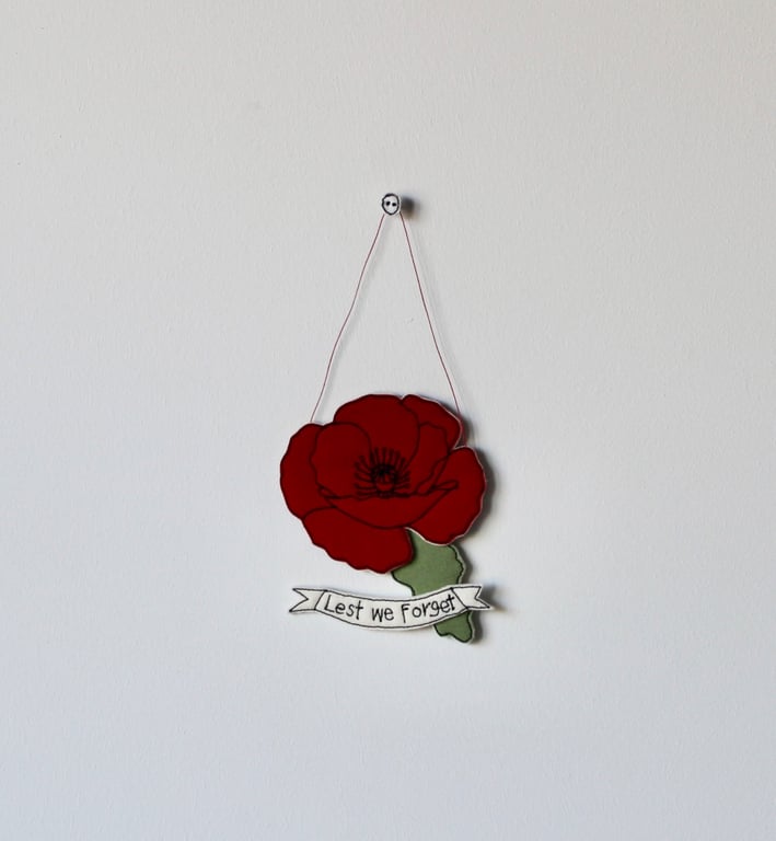 'Lest we Forget Poppy' - Hanging Decoration