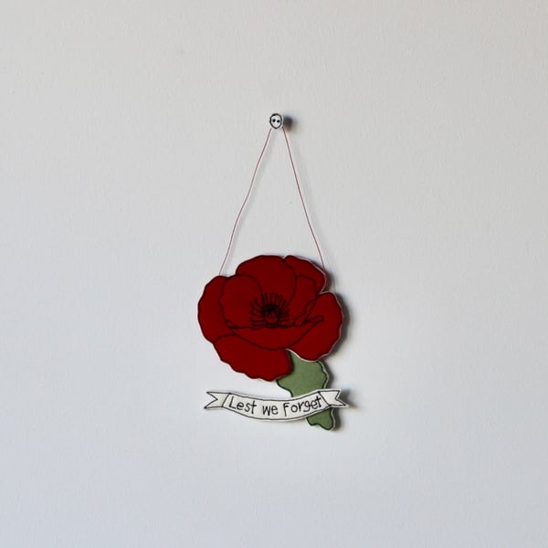 'Lest we Forget Poppy' - Hanging Decoration