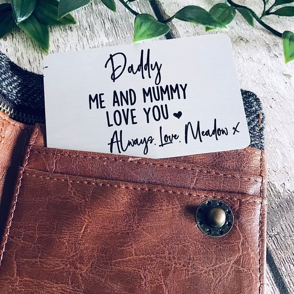 personalised wallet card for daddy, Metal Wallet card, Father's day gift, Birthd