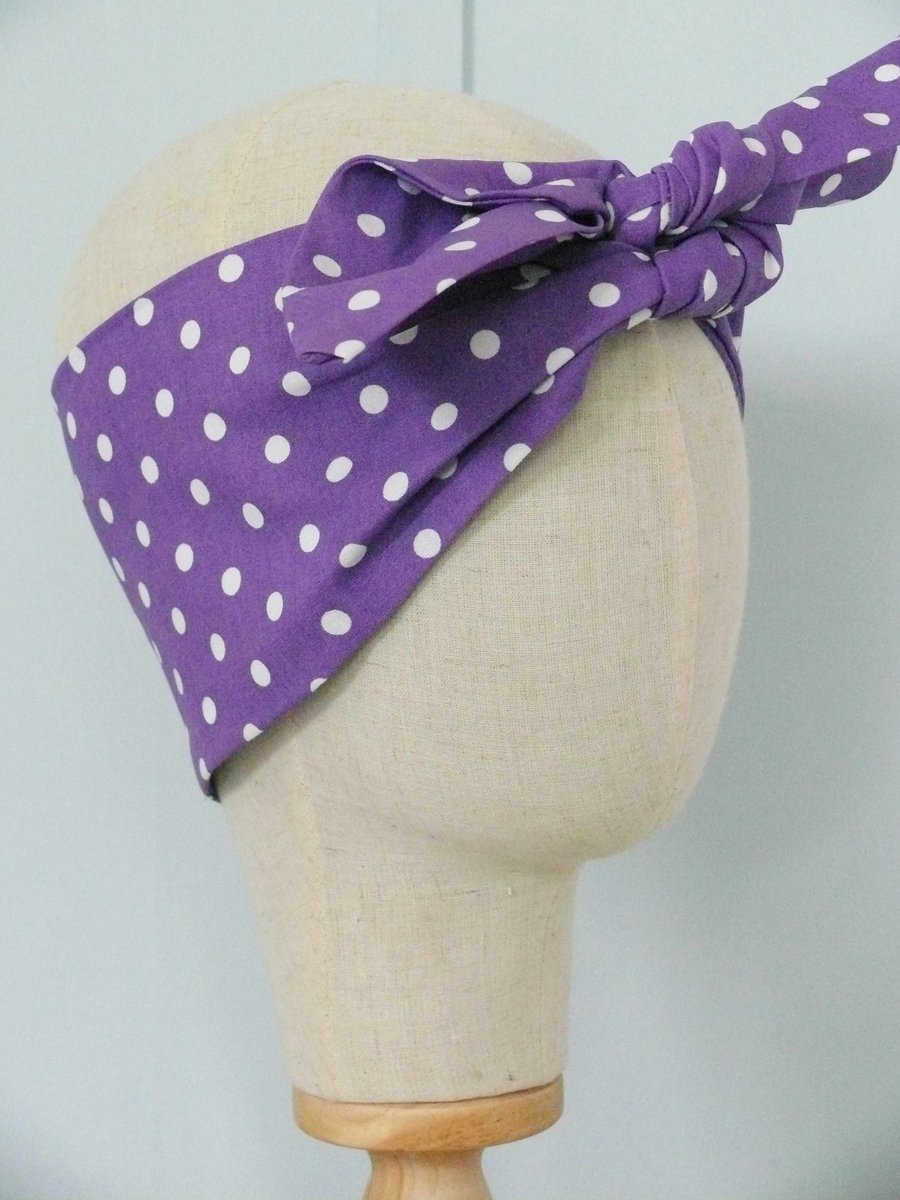 Head Scarf Purple Dotted