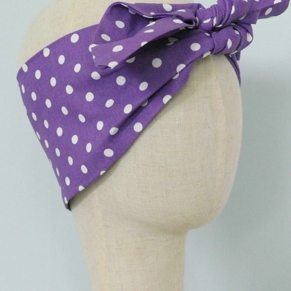 Head Scarf Purple Dotted