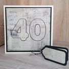 40th Birthday Card. Vintage 