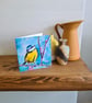 Playful blue tit painting printed card - Image 3