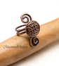 Handmade Copper Ring with Embossed Viking Button – Rustic Unisex Statement Ring - Image 2