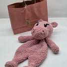 Handmade Crochet Hippo Lovey - Chunky Chenille Plush