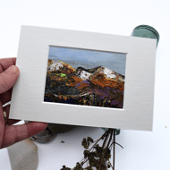 A small mounted painting  - Scottish Glens - mountain range landscape