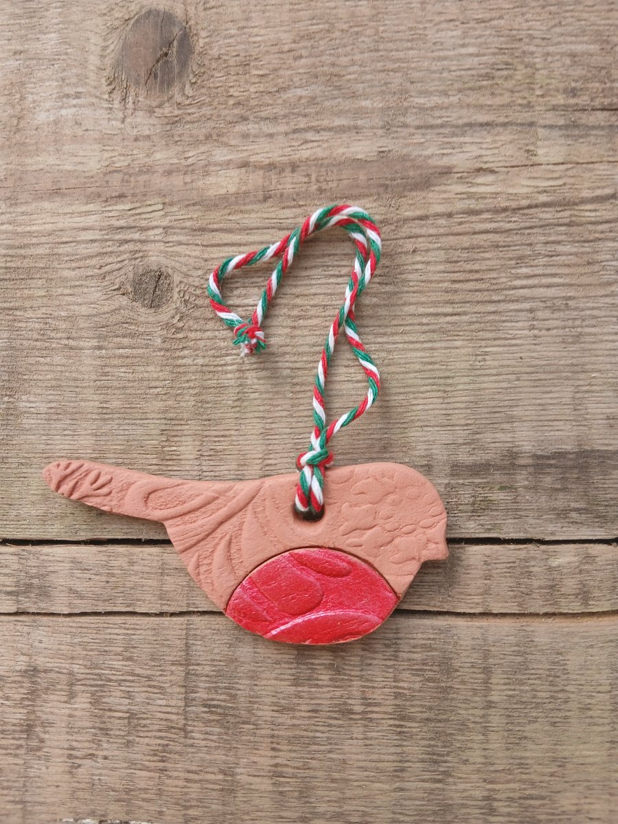 Christmas Robin Terracotta Christmas Decoration Tree Ornament