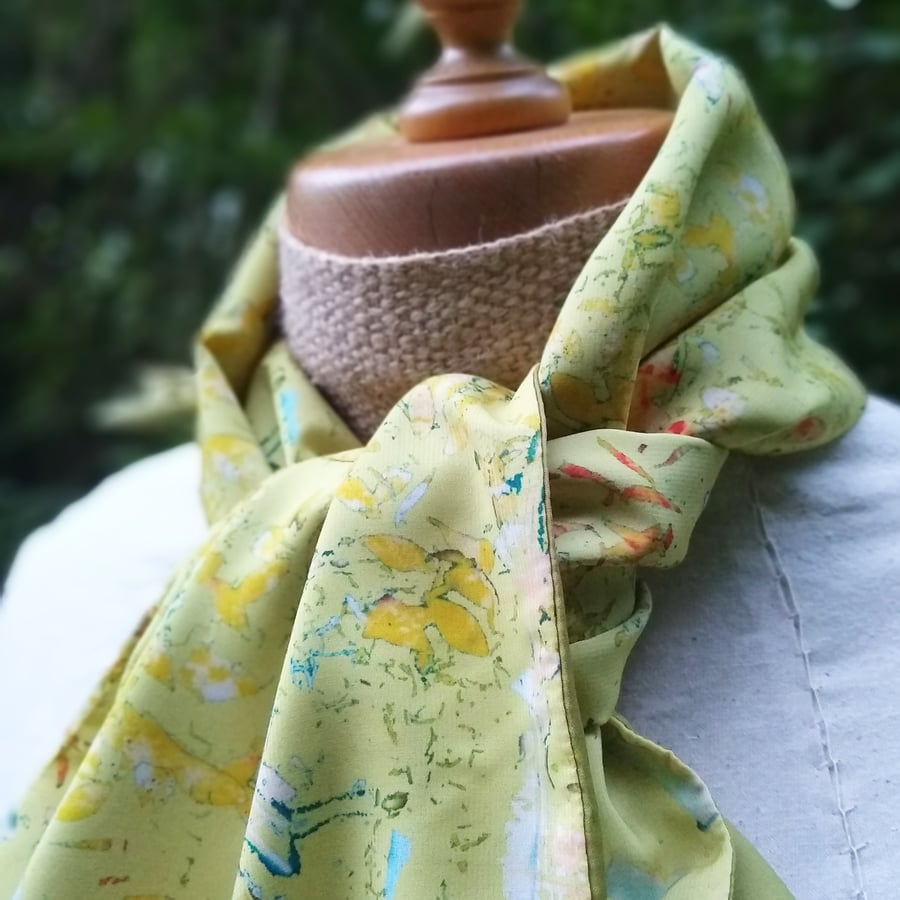 Chartreuse Crepe de Chine Scarf