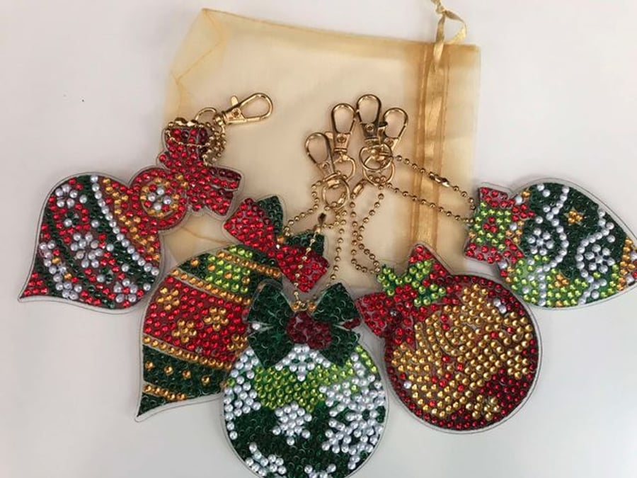 Set of 5 Diamond Art Christmas Decorations 2