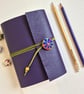 Purple Journal or Sketchbook with Florentine Paper Lining and silk button