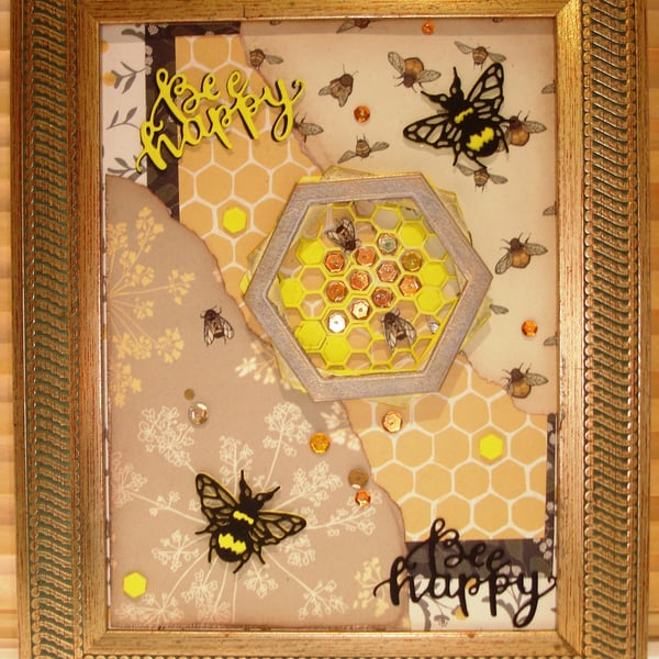 Bee Happy Mixed Media Art