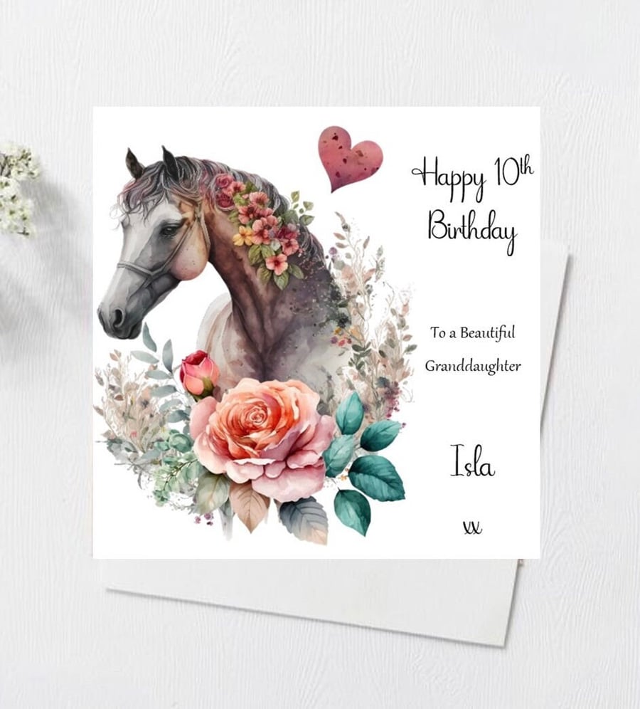 Personalised Horse Card For Her Happy Birthday Daughter Granddaughter Sister