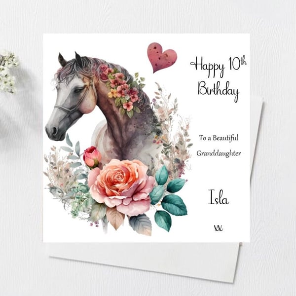 Personalised Horse Card For Her Happy Birthday Daughter Granddaughter Sister