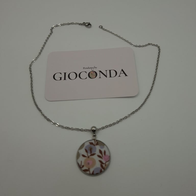 Hand Crafted Pretty Pendant - Made Using Liberty Print Fabric 