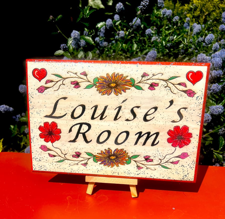 Bespoke personalised bedroom sign