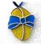 Easter Egg Suncatcher Stained Glass Handmade Blue Yellow 012 - Image 5