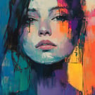 Vibrant Abstract Portrait in Bold Colors - Painting Print 7" x 5" on Matte Paper