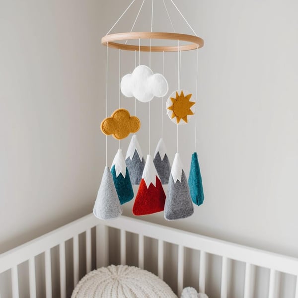 DIY Baby Mobile Kit - Nordic Style Colourful Mountains for Boy