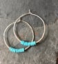 Silver & Turquoise Silver Hooped Earrings  - Image 1