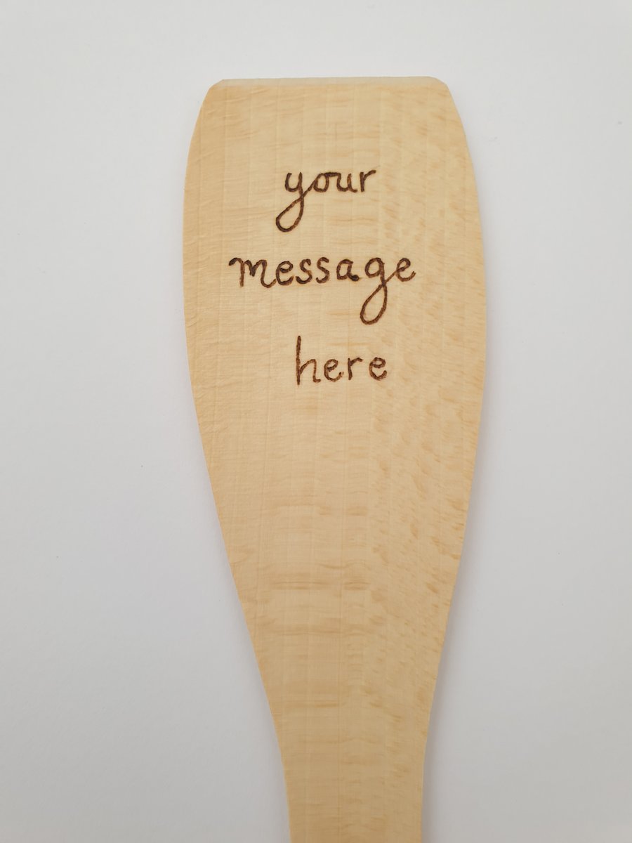 Personalise with your own words wooden spatula